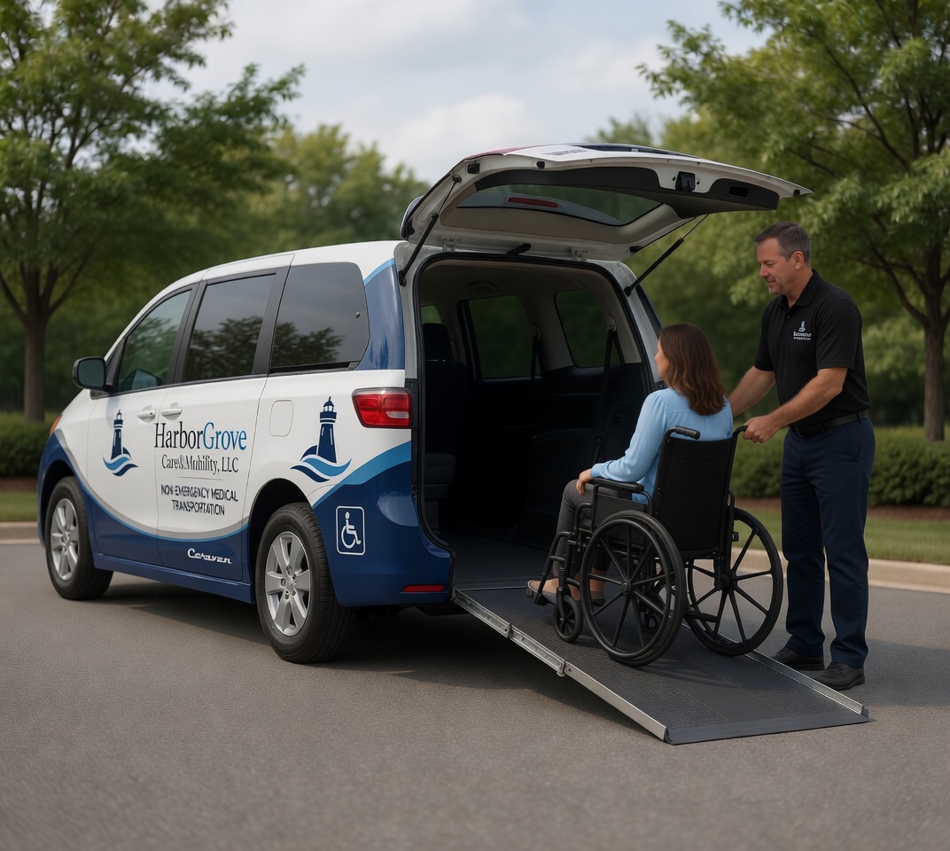 Stretcher-equipped non-emergency medical transport van in Idaho